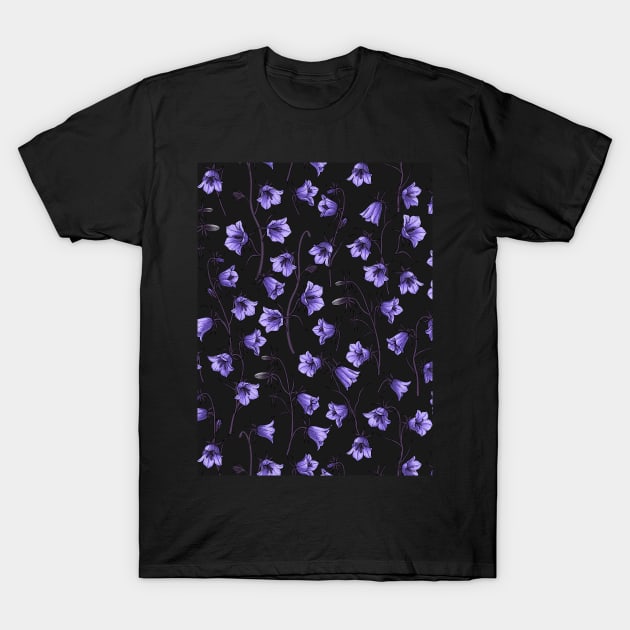 Midnight Bluebells, Harebells, Bellflowers T-Shirt by katerinamk